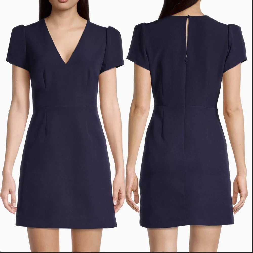 Milly Dress Cady Atalie Puff Sleeve Sheath Minidress Navy Size 8 NWOT
